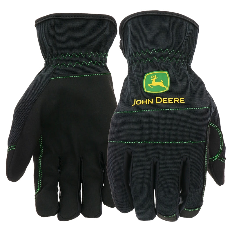 JOHN DEERE John Deere JD86021-L High-Dexterity Work Gloves, L, 4-5/8 in L, Slip-On Cuff, Polyester, Black