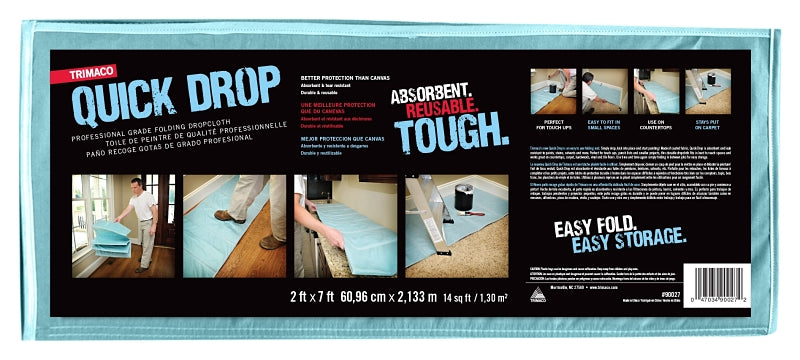 TRIMACO Trimaco Quickdrop 90027 Folding Mat Drop Cloth, 7 ft L, 2 ft W, Coated Fabric