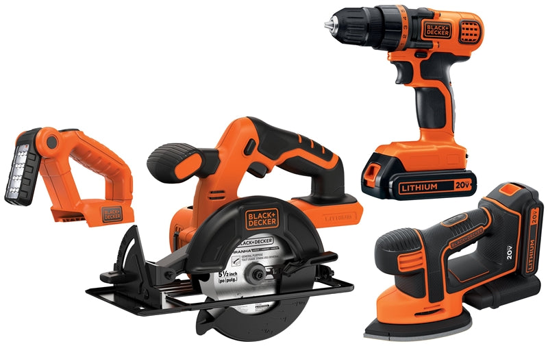 BLACK & DECKER Black+Decker BD4KITCDCMSL Combination Tool Kit, Battery Included, 20 V, Lithium-Ion