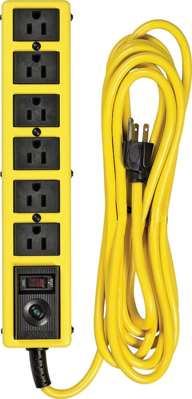 YELLOW JACKET CCI 5138N Surge Protector Power Strip, 125 V, 15 A, 6 -Outlet, 1050 J Energy, Black/Yellow