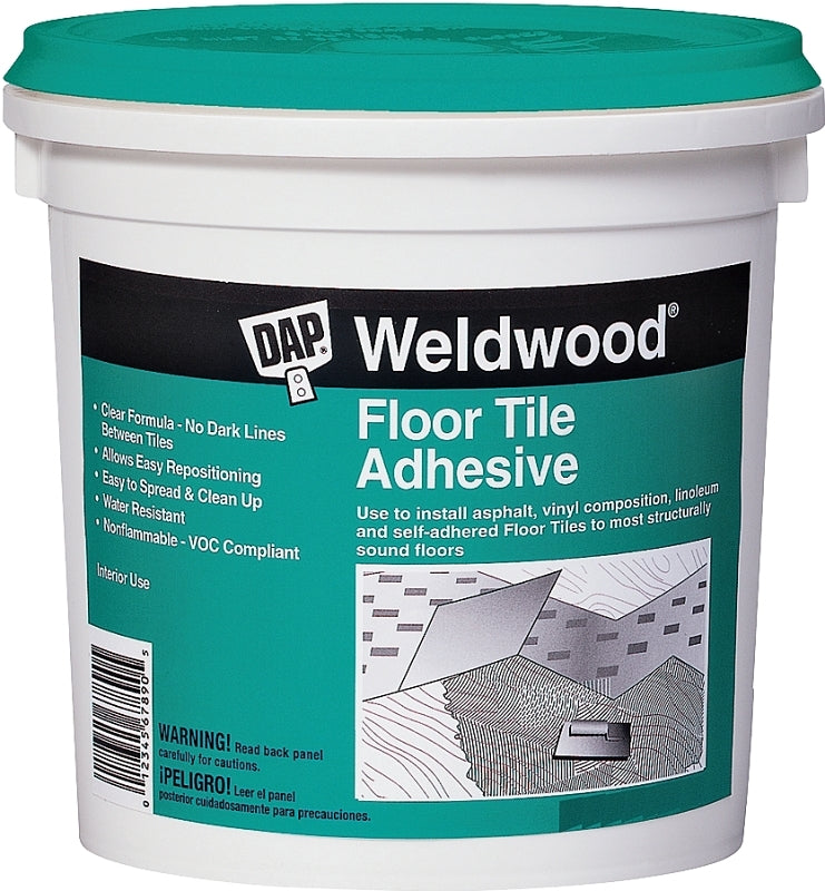 DAP DAP 00136 Floor Tile Adhesive, Clear, 1 qt Pail