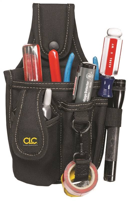 HULTAFORS CLC Tool Works Series 1501 Tool and Cell Phone Holder, 4-Pocket, Polyester, Black, 6 in W, 9-3/4 in H, 2 in D TOOLS HULTAFORS