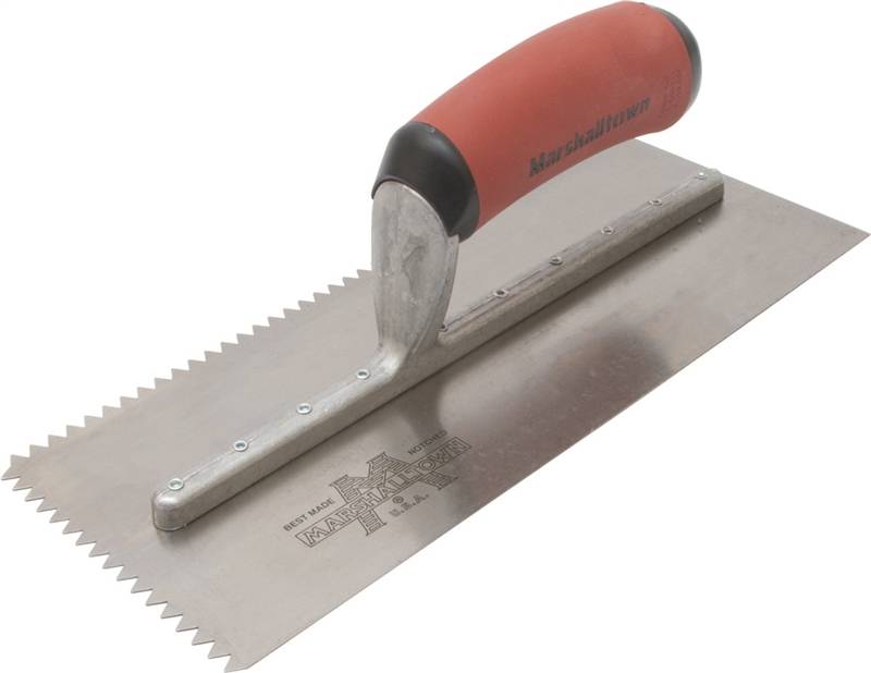 MARSHALLTOWN Marshalltown 780SD Trowel, 1/4 in W x 3/16 in D Notch, 11 in L, 4-1/2 in W, V Notch, Curved Handle TOOLS MARSHALLTOWN