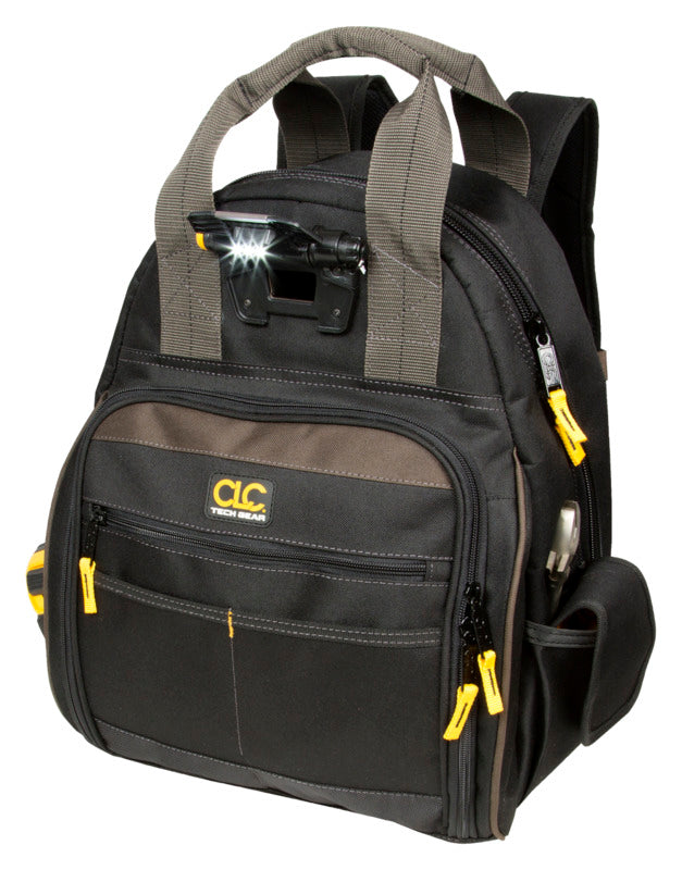 HULTAFORS CLC Tech Gear L255 Backpack, 13 in W, 8 in D, 16 in H, 53-Pocket, Polyester, Black TOOLS HULTAFORS