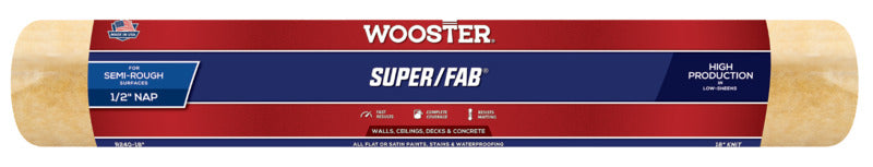 WOOSTER BRUSH Wooster R240-18 Roller Cover, 1/2 in Thick Nap, 18 in L, Knit Fabric Cover, Golden Yellow PAINT WOOSTER BRUSH