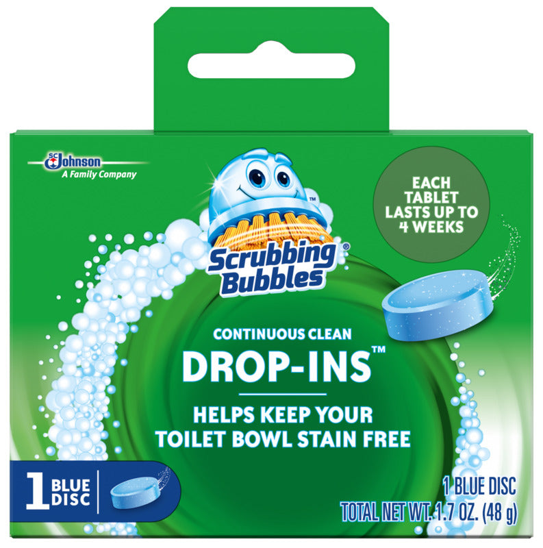 SCRUBBING BUBBLES Scrubbing Bubbles DROP-INS 00191 Toilet Bowl Cleaner, 1.7 oz Pack, Solid, Blue