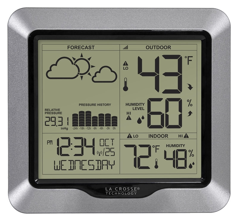 LA CROSSE TECHNOLOGY La Crosse 308-1417 Weather Station, Battery, 32 to 99 deg F, 10 to 99 % Humidity Range, LCD Display