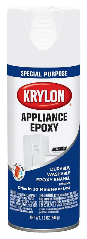 KRYLON Krylon K03201777 Appliance Epoxy Spray, White, 12 oz, Can PAINT KRYLON