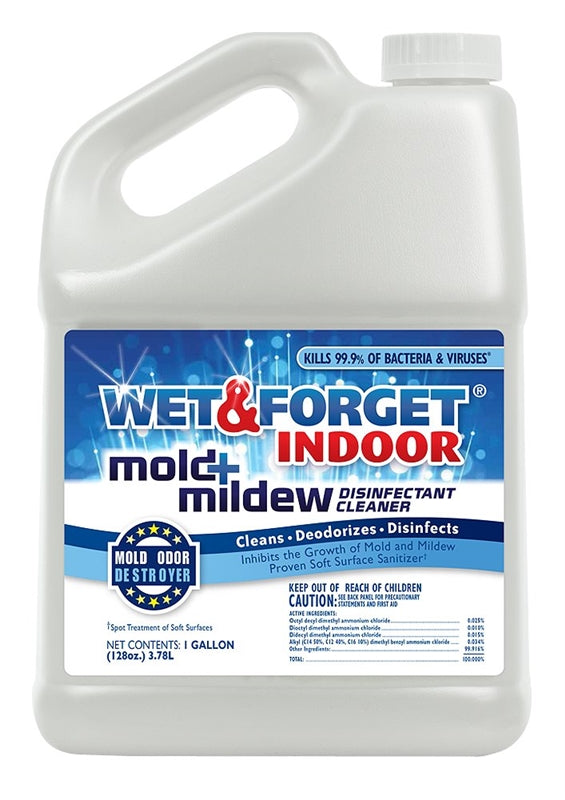 WET & FORGET Wet & Forget 802128 Mold and Mildew Disinfectant Cleaner, 128 oz, Liquid, Bland, Clear