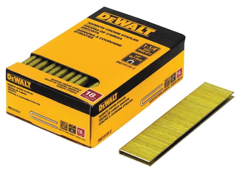DEWALT DEWALT DNS18125-2 Crown Staple, 1/4 in W Crown, 1-1/4 in L Leg, 18, Steel