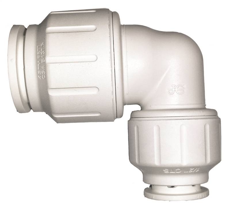 SHARKBITE John Guest PEI212820P Reducing Pipe Elbow, 3/4 x 1/2 in, Plastic, White, 160 psi Pressure PLUMBING, HEATING & VENTILATION SHARKBITE