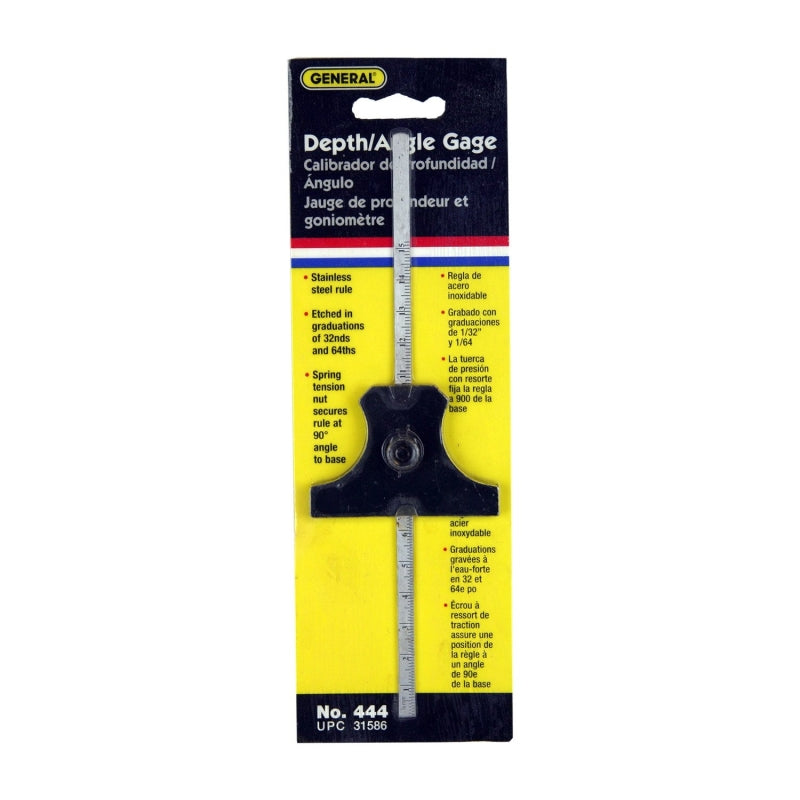 GENERAL General 444 Depth/Angle Gauge, Stainless Steel