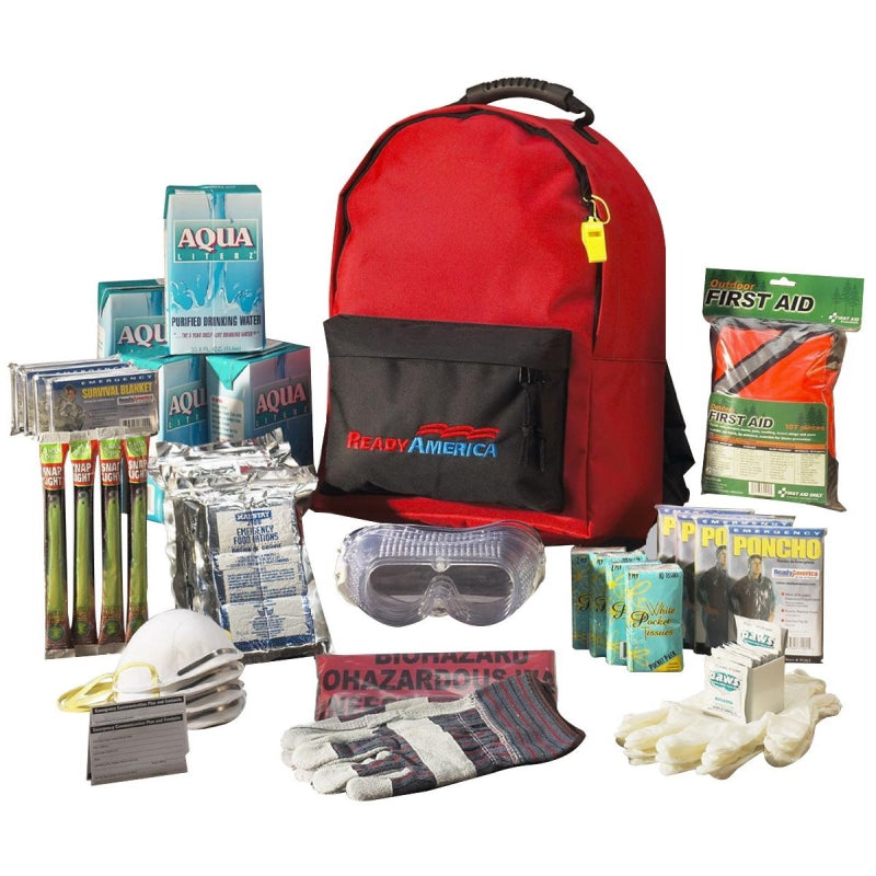 READY AMERICA Ready America 70380 Emergency Kit, Includes: (4) 2400 Calorie Food Bars, (4) 1 L Boxes of Water, (4) Emergency Ponchosm HARDWARE & FARM SUPPLIES READY AMERICA