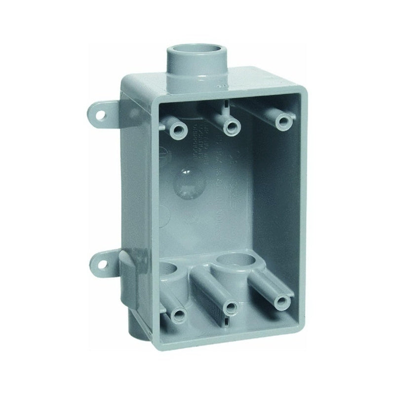 CARLON Carlon E979DFNR Switch Box, 1 -Gang, 3 -Outlet, PVC, Gray, Nail Mounting ELECTRICAL CARLON