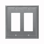 AMERELLE AmerTac Metro Line Series 77RRBN Wallplate, Double Rocker, 4-3/4 in L, 4-3/4 in W, 2-Gang, Metal, Brushed Nickel ELECTRICAL AMERELLE