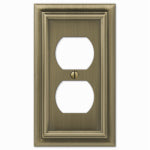 AMERTAC-WESTEK Continental Wall Plate, Brushed Brass, Metal, 1 Duplex ELECTRICAL AMERTAC-WESTEK