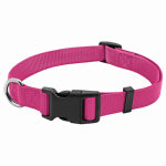 WESTMINSTER PET PRODUCTS IMP Dog Collar, Adjustable, Pink Nylon, Quadlock Buckle, 1 x 18 to 26-In.