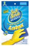 BIG TIME PRODUCTS LLC Latex Gloves, Yellow With Flocked Lining, Small, 2-Pr.