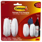 COMMAND Command 17081-2VP Designer Hook, 3 lb, 4 -Hook, Plastic, White ELECTRICAL COMMAND