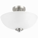 GLOBE ELECTRIC Hudson 2-Light Ceiling Fixture, Semi-Flush Mount, Chrome Accents, Frosted Glass Shade, Brushed Nickel ELECTRICAL GLOBE ELECTRIC