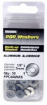FPC CORPORATION Aluminum Washers, 1/8 In. Dia., 30-Pk.