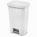 STERILITE Step-On Kitchen Wastebasket, White, 11.9-Gallons HOUSEWARES STERILITE