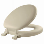 BEMIS MFG. CO. Cushioned Toilet Seat, Round, Easy-Clean & Change Hinge, STA-TITE Fasteners, Bone Color PLUMBING, HEATING & VENTILATION BEMIS MFG. CO.