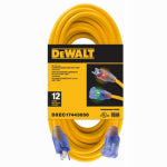 CENTURY WIRE & CABLE Lighted Extension Cord, 12/3 SJTW, Yellow, 50 Ft. ELECTRICAL CENTURY WIRE & CABLE