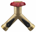 LAWN & GARDEN LLC Dual Outlet Garden Hose Y Connector, Long Neck, Brass