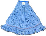 ABCO PRODUCTS 4 Ply Natural Cotton/Rayon Blend Yard Mop Head, Looped End, Wide Band, Blue, Green Seal Certified, Large