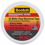 3M COMPANY Vinyl Electrical Tape, Professional-Grade, White, .75 In. x 66 Ft. ELECTRICAL 3M COMPANY