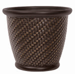 SUNCAST CORP Planter, Plastic Brown Wicker, 18 In.