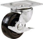 RICHELIEU AMERICA LTD Swivel Plate Caster, Side Brake, Rubber Wheel, 4 In. HARDWARE & FARM SUPPLIES RICHELIEU AMERICA LTD