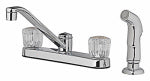 HOMEWERKS WORLDWIDE LLC-IMPORT Kitchen Faucet With Side Spray, 2 Acrylic Handles, Chrome