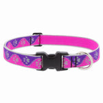 LUPINE INC Adjustable Medium Dog Collar, Reflective Pink Paws Pattern, 1 x 16 - 28-In. PET & WILDLIFE SUPPLIES LUPINE INC