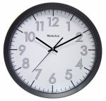 WESTCLOX Westclox 32067 Clock, 14 in Dia, Round, Black Frame, Plastic Clock Face, Analog, Glass Lens HOUSEWARES WESTCLOX
