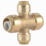 SHARKBITE/CASH ACME Push-to-Connect Cross Pipe Tee, 3/4 x 3/4 x 1/2 x 1/2 In. PLUMBING, HEATING & VENTILATION SHARKBITE/CASH ACME