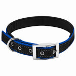 WESTMINSTER PET PRODUCTS IMP Dog Collar, Padded, Blue/Black Reflective, 3/4 x 20-In.
