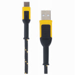 DEWALT DEWALT 131 1348 DW2 Charger Cable, USB-A, USB-C, Kevlar Fiber Sheath, Black/Yellow Sheath, 6 ft L ELECTRICAL DEWALT
