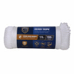 RICHELIEU AMERICA LTD. Polypropylene Rope, Braided, Smooth, White, 1/4 In. x 100 Ft.