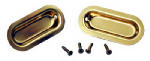 L E JOHNSON Sliding Door Pull, Bright Brass Oval, 1-3/8 In., 2-Pk.