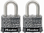 MASTER LOCK CO Weatherproof Laminated Keyed Padlock, Stainless Steel, 1.5-In., 2-Pk.