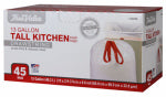 BERRY GLOBAL Kitchen Trash Bags, Drawstring, 13 Gallons, 45-Ct.