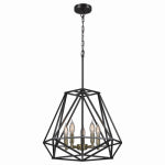 GLOBE ELECTRIC 5-Light Chandelier, Dark Bronze/Antique Brass Accents ELECTRICAL GLOBE ELECTRIC
