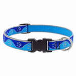 LUPINE INC Adjustable Medium Dog Collar, Reflective Blue PawsPattern, 3/4 x 13 - 22-In.