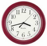 WESTCLOX Westclox 46983 Clock, Round, Burgundy Frame, Plastic Clock Face, Analog HOUSEWARES WESTCLOX