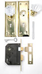 BELWITH PRODUCTS LLC Door Knob & Mortise Lock Combo, Brass-Plated Steel & Glass Knobs