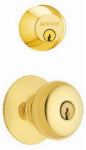 SCHLAGE LOCK Schlage FB52NVPLY505 Knob Lockset, Mechanical Lock, Knob Handle, Round Design, Bright Brass, 1 Grade, Metal HARDWARE & FARM SUPPLIES SCHLAGE LOCK