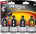 MASTER LOCK CO Magnum Keyed Laminated Padlocks, 4-Pack, 1-3/4 In.