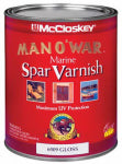 MCCLOSKEY McCloskey Man O' War 080.0006509.005 Marine Spar Varnish, Gloss, Clear, Liquid, 1 qt PAINT MCCLOSKEY